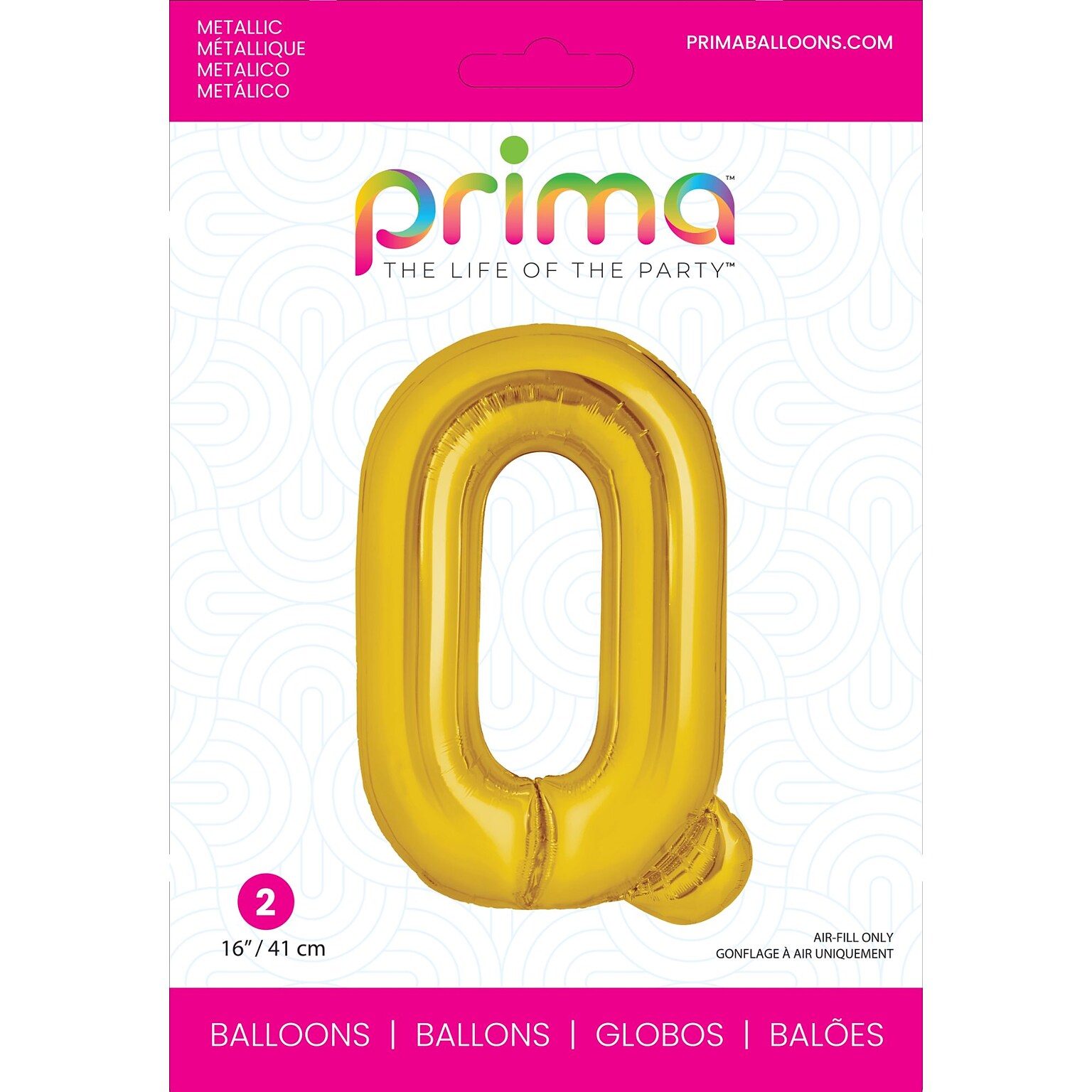 Party City (Air-Filled) 16 Q Foil Balloon, Gold, 2/Pack (AM60050230-19)