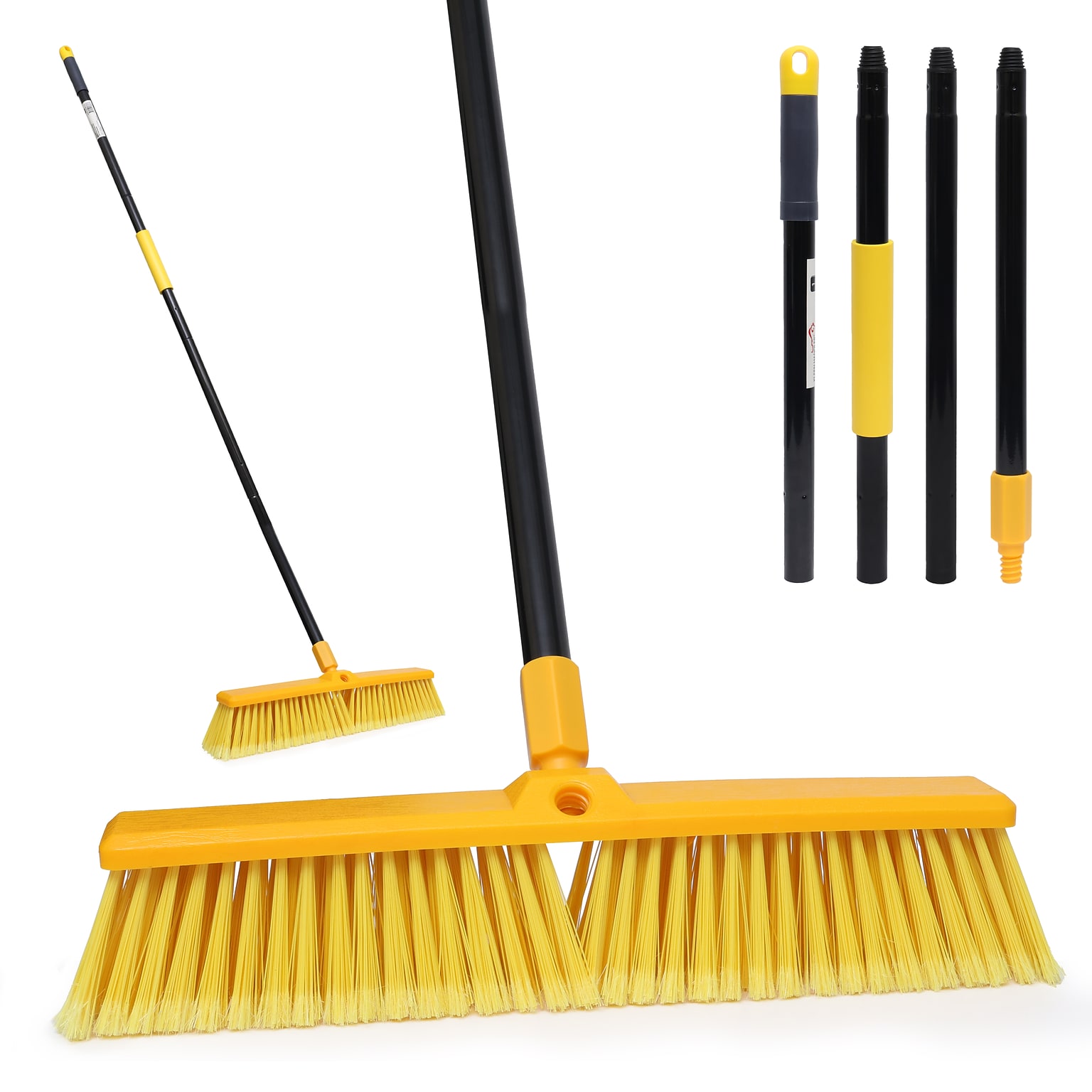 BISON LIFE Outdoor 18 Polypropylene Bristle Flagged Push Broom, Yellow/Black (BPHD-EXHPB-BKY-18-1)