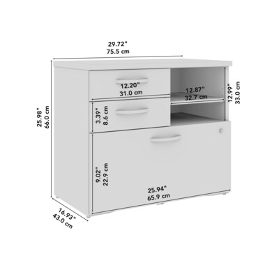 Bush Business Furniture Studio C Office Storage Cabinet with Drawers and Shelves, Natural Elm (SCF130NESU)