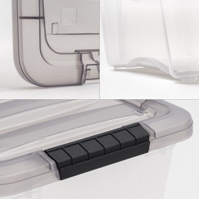 Iris 12.59 Quart Stack and Pull Plastic Latching Storage Bin, Clear, 8/Pack (500148)