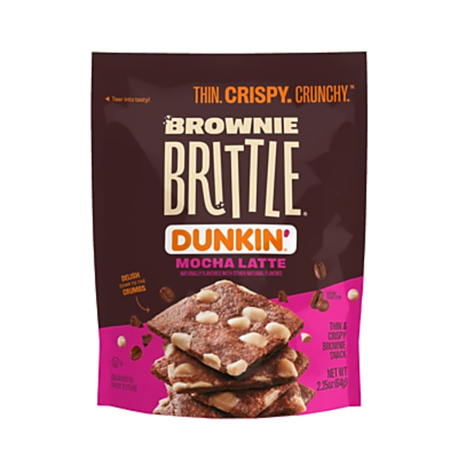 Brownie Brittle Dunkin Mocha Latte Brownie Snack, 2.25 oz., 8 Packs/Carton (440002316)