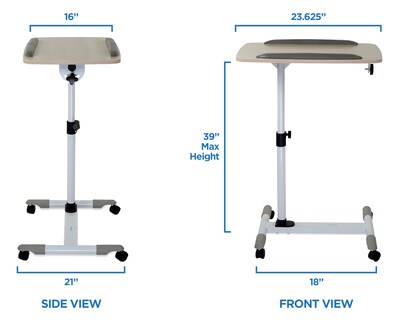 Mount-It! Rolling Height Adjustable Bedside Cart with Lockable Wheels (MI-7946)