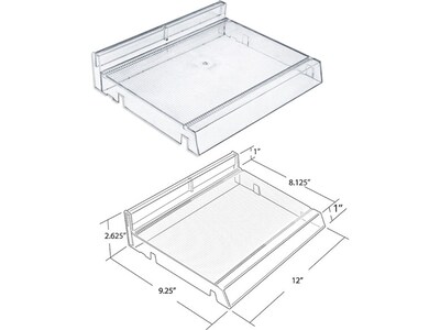 Azar 2.63" x 12" Pegboard 5-Compartment Cosmetic Tray, Clear, 2/Pack (225830-SHORT-CLR-2PK)