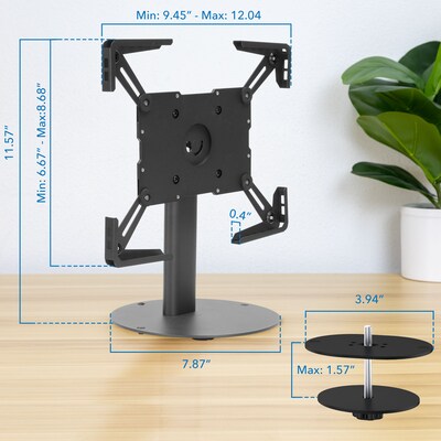 Mount-It! Adjustable Universal Tablet Countertop Stand with Tilt, for 9.7" to 13" Screens, Black (MI-3881BLK)