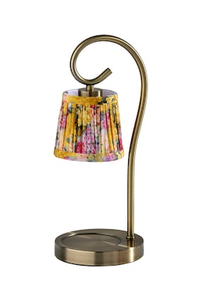 Simplee Adesso Perry Candlewarmer 14.5 Halogen Table Lamp, Antique Brass/Yellow/Pink Floral (SL1194-21)