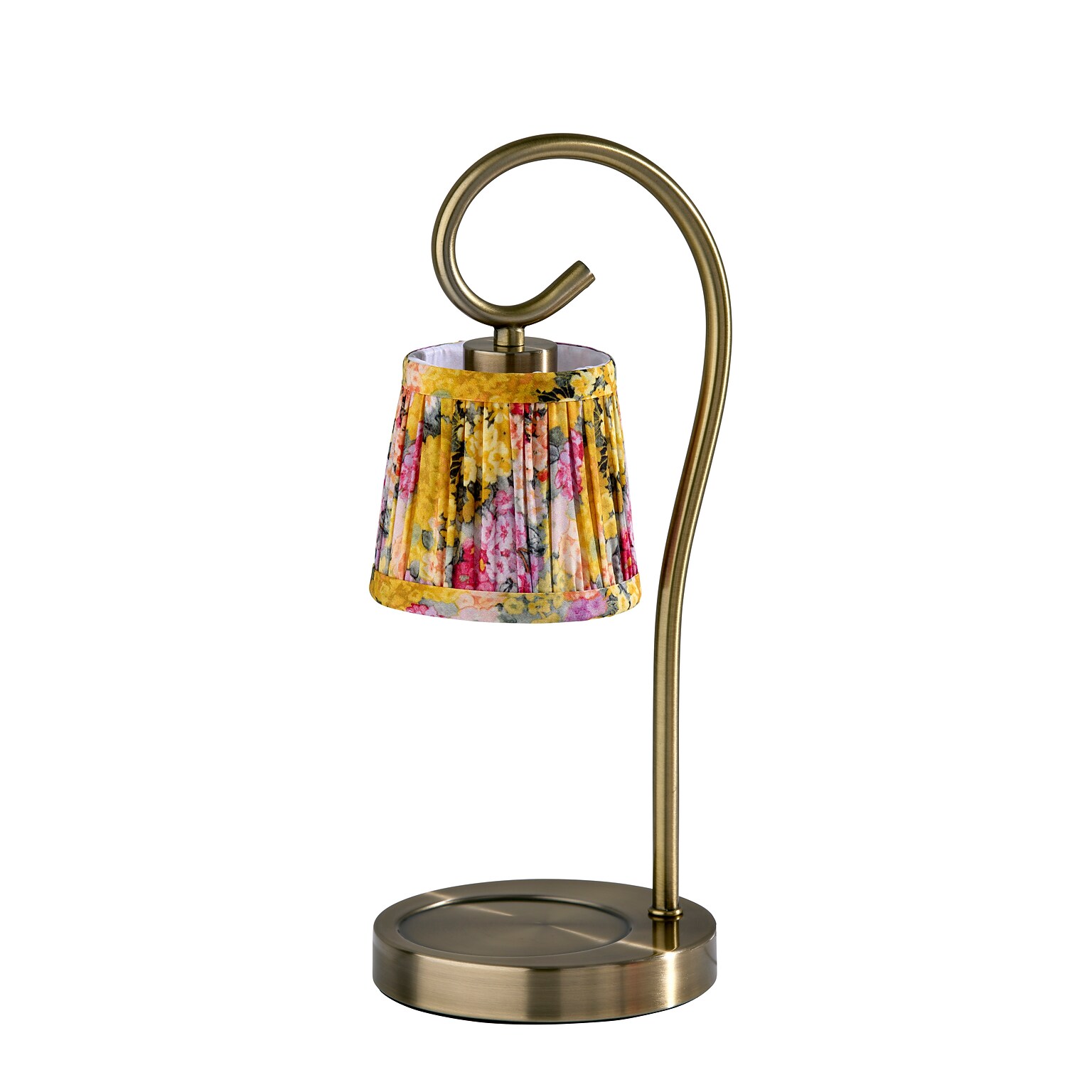 Simplee Adesso Perry Candlewarmer 14.5 Halogen Table Lamp, Antique Brass/Yellow/Pink Floral (SL1194-21)