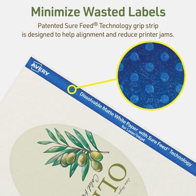 Avery Dissolvable Oval Multipurpose Labels, 4" x 6", Off-white, 10/Pack (94057)
