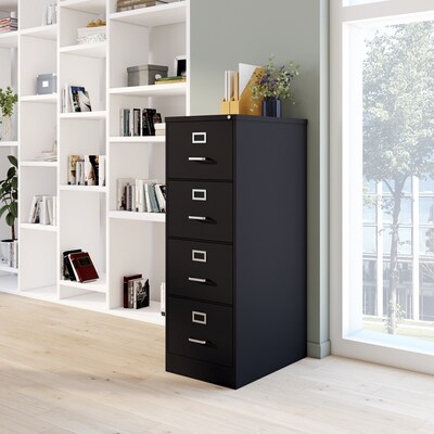 Quill Brand® Commercial 4 File Drawer Vertical File Cabinet, Locking, Black, Legal, 26.5"D (13450D)