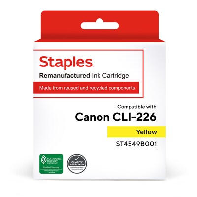 Staples Remanufactured Yellow Standard Yield Ink Cartridge Replacement for Canon CLI-226Y (TR4549B001/ST4549B001)