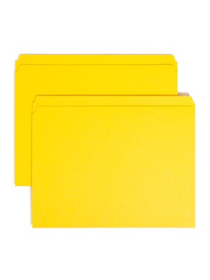 Smead File Folder, Reinforced Straight-Cut Tab, Letter Size, Yellow, 100 per Box (12910)