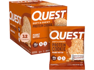 Quest Gluten Free Peanut Butter Protein Cookies, 2.04 oz., 12/Box (QPCPB12M6)