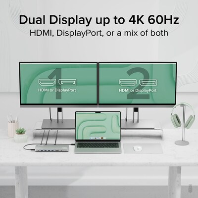 Plugable USB-C Docking Station Dual 4K Displays, 100W, 2x HDMI 2x DisplayPort (UD-6950PDH)