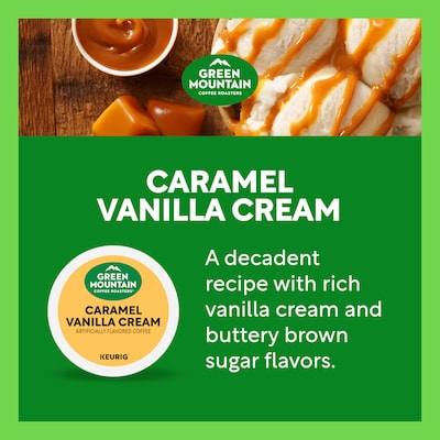 Green Mountain Caramel Vanilla Cream Coffee Keurig® K-Cup® Pods, Light Roast, 96/Carton (GMT6700CT)