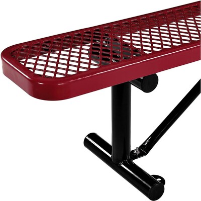 Global Industrial 6' Outdoor Steel Flat Bench, Expanded Metal, Red (277156RD)