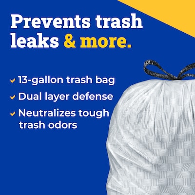 Glad ForceFlex Tall 13 Gallon Drawstring Kitchen Trash Bag, Grey, 100 Total Bags (70427)