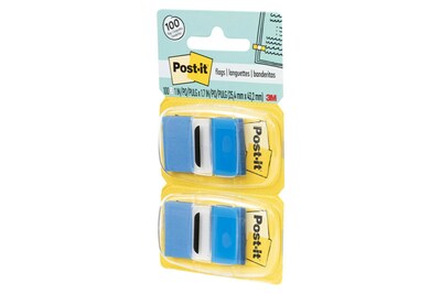 Post-it® Flags Value Pack, 1" x 1.7", Blue, 50 Flags/Dispenser, 12 Dispensers/Box (680-BE12)