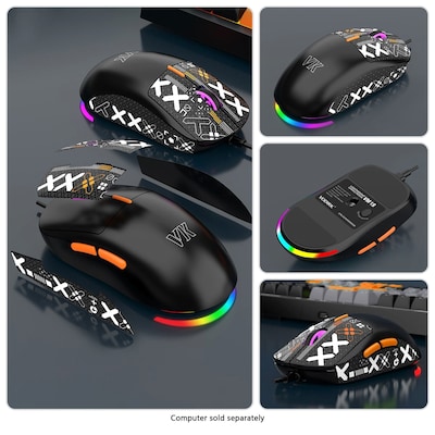 SaharaCase Wired Gaming Keyboard & Mouse Combo, Black/Orange (KB29)