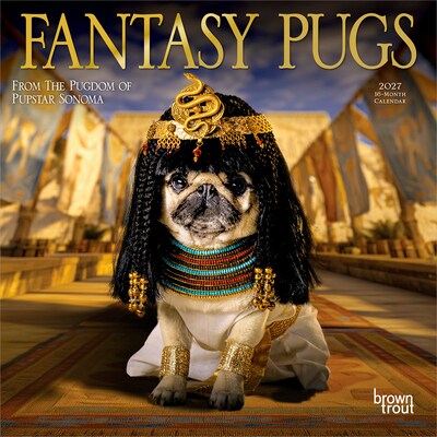 2027 BrownTrout Fantasy Pugs 7 x 7 Monthly Wall Calendar, Assorted Colors (9798330713219)