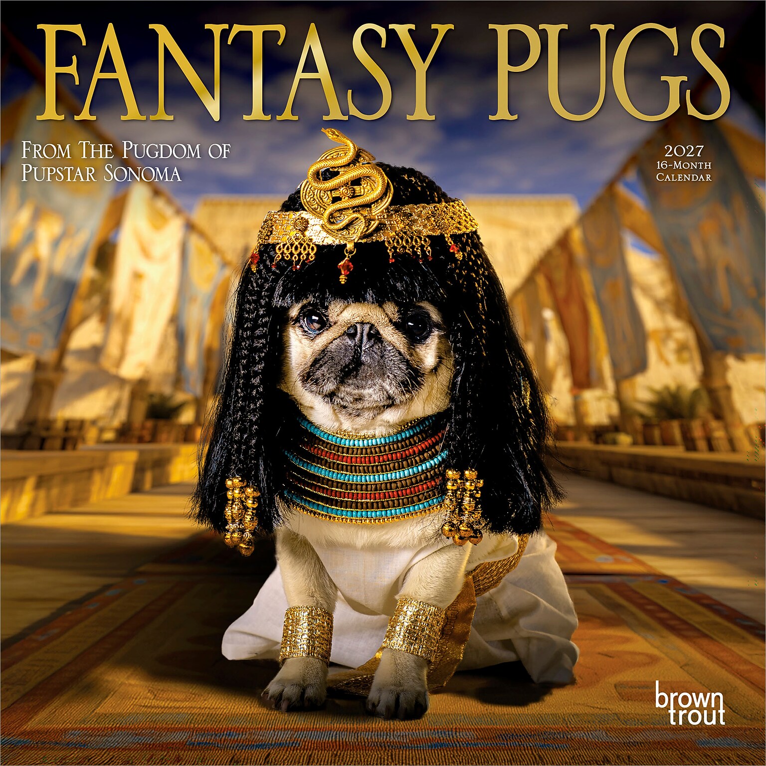 2027 BrownTrout Fantasy Pugs 7 x 7 Monthly Wall Calendar, Assorted Colors (9798330713219)
