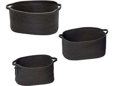 Honey-Can-Do Cotton Nesting Baskets with Handles, Black, 3/Set (STO-08748)
