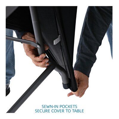 Iceberg 96"L x 30"W Stretch-Fabric Table Cover, Black (16531)