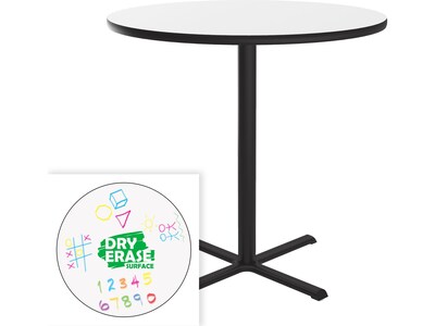 Correll 42" Round Dry-Erase Markerboard Cafe Table, Frosty White/Black (BXB42DER-80)