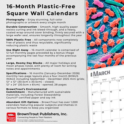 2026 BrownTrout Microscopic World of Innerspace 12" x 12" Monthly Wall Calendar (9798330703883)