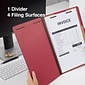 Quill Brand® 2/5-Cut Tab Pressboard Classification File Folders, 1-Partition, 4-Fasteners, Legal, Red, 15/Box (7-47030)