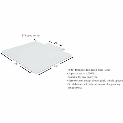 Lorell Tempered Glass Chairmat with Lip (LLR82836)