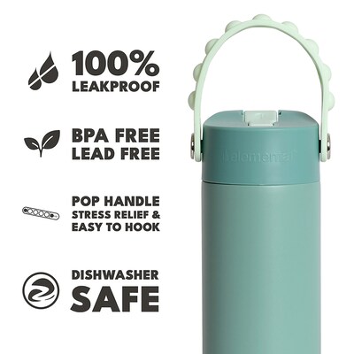 Elemental Core Pop Stainless Steel Double Wall Insulated Water Bottle, 18 oz., Sage (EBC18SG17P)
