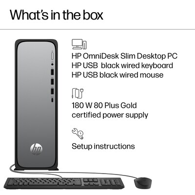 HP OmniDesk Slim Desktop Computer, Intel Core i3-14100, 8GB RAM,  256GB SSD, Windows 11 Home, Mouse/Keyboard Included