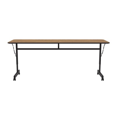 Correll Econoline 72W x 24D Adjustable Foldable Training Room Table, Laminate, With Wheels, Medium Oak (FTM2472TF06)