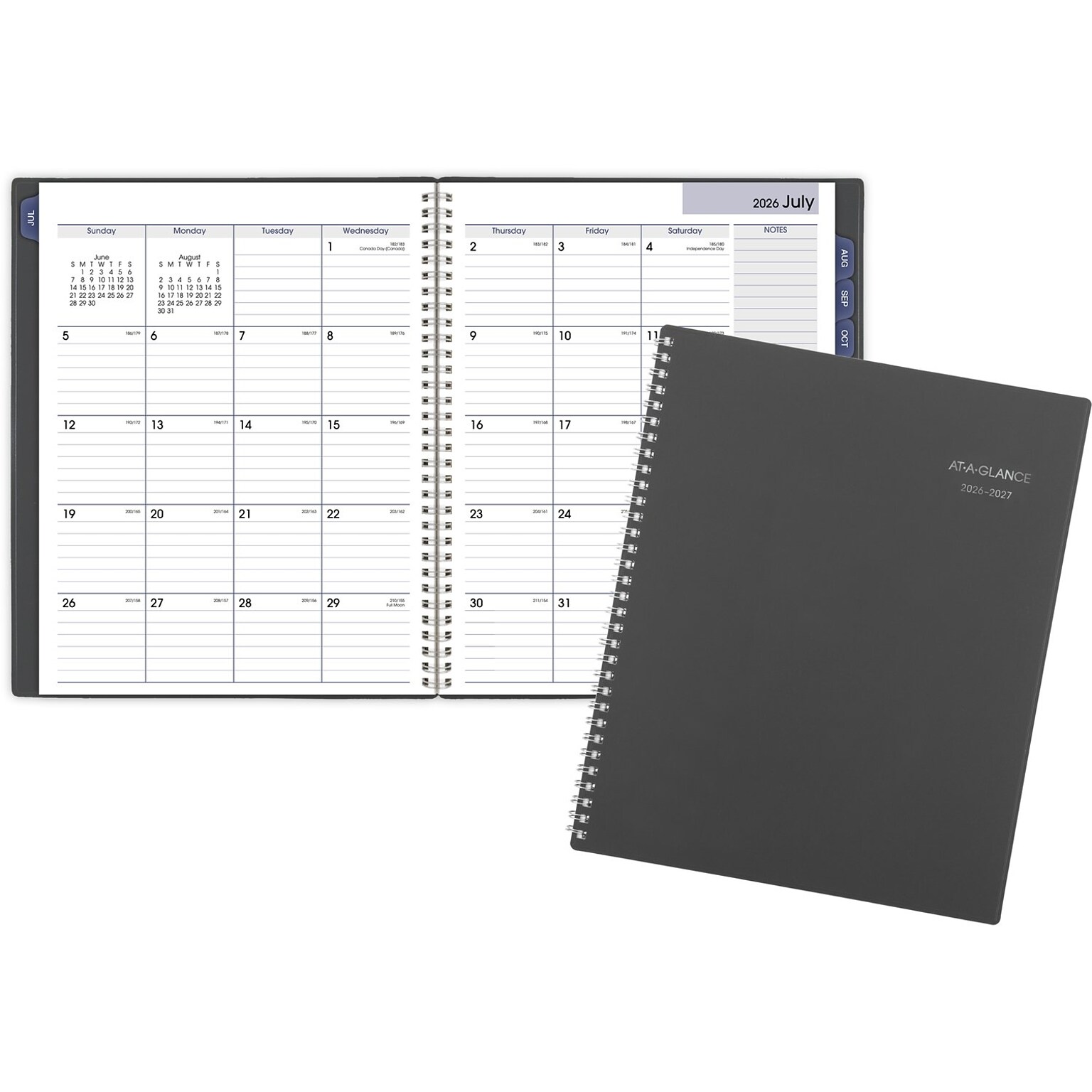 2026-2027 AT-A-GLANCE DayMinder 8.5 x 11 Academic Monthly Planner, Plastic Cover, Charcoal (AYC470-45-27)