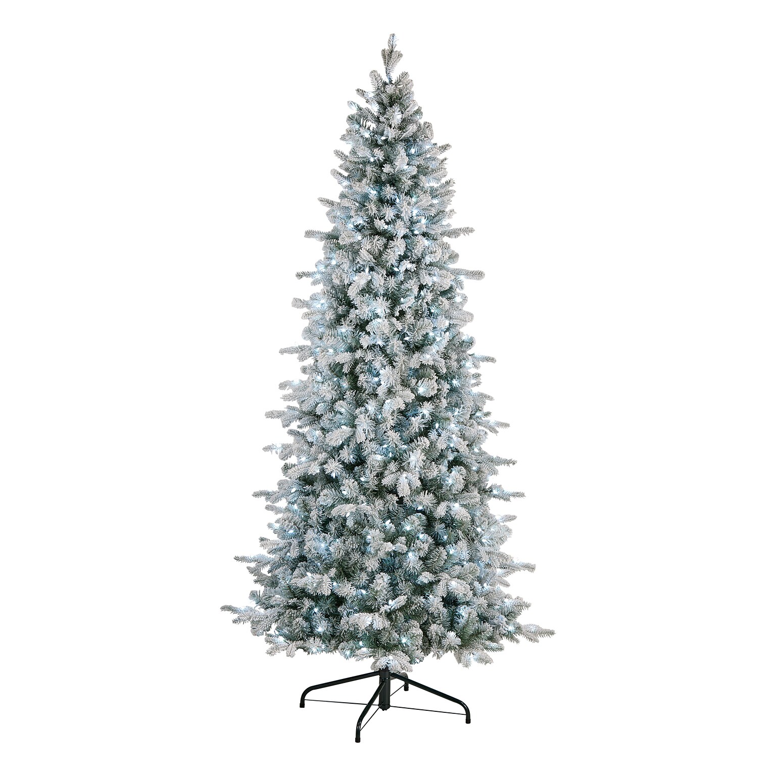 National Tree Company 7.5 Feel-Real Snowy Comet Slim Blue Hinged Tree w/ Cool White LED Lights & PowerConnect™ (PESCB2-W02-75)