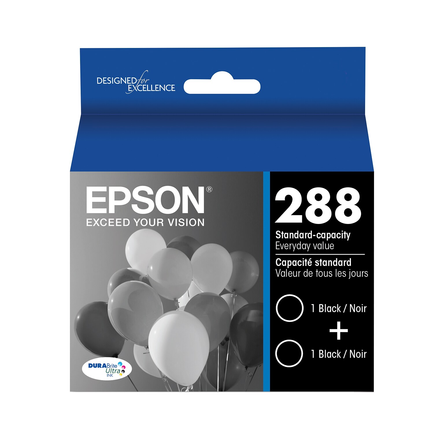 Epson T288s Black Standard Yield Ink Cartridge, 2/Pack (T288120-D2)