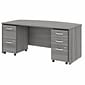 Bush Business Furniture Studio C 72"W Bow Front Desk with Mobile File Cabinets, Platinum Gray (STC012PGSU)