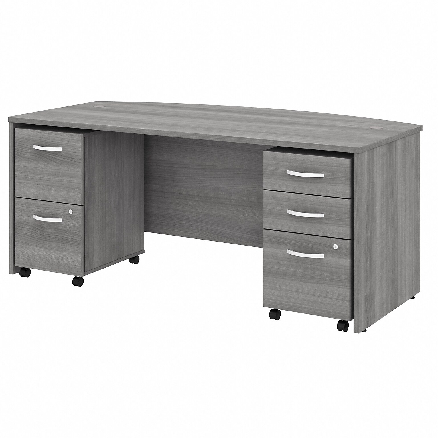 Bush Business Furniture Studio C 72W Bow Front Desk with Mobile File Cabinets, Platinum Gray (STC012PGSU)