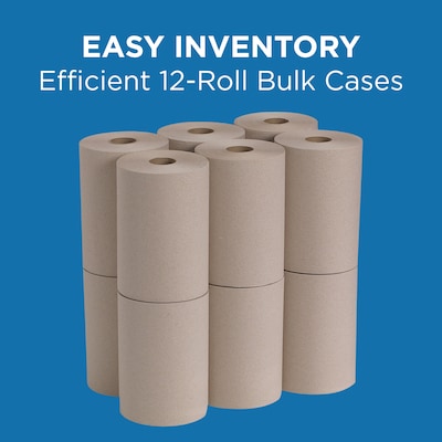 Pacific Blue Basic Recycled Hardwound Paper Towels, 1-Ply, 350 ft./Roll, 12 Rolls/Carton (26401)
