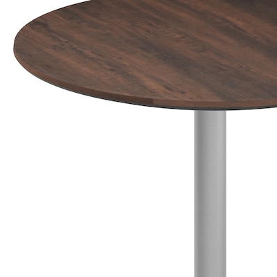 Flash Furniture Acadia 31.25" Round Wooden Dining Table with X-Base, Dark Brown/Silver Base (STRD31WBRT2222S)