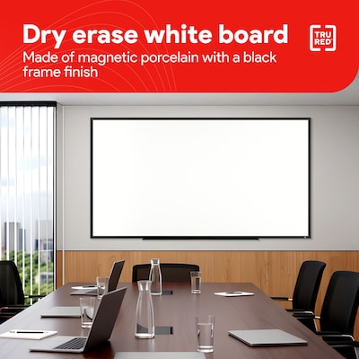 TRU RED™ Magnetic Porcelain Dry Erase Board, Black Frame, 8' x 4' (TR61191)
