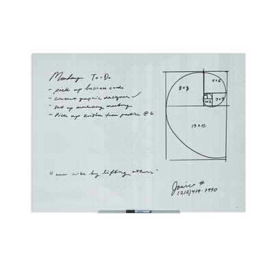 U Brands Floating Glass Ghost Grid Dry Erase Board, Frameless, 4' x 3' (2799U00-01)
