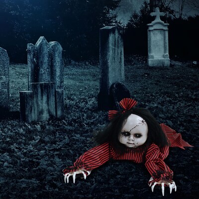 Haunted Hill Farm Animatronic Haunted Crawling Baby Doll (HHGBGIRL-2LSA)