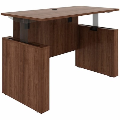 Lorell Essentials 60"W Sit to Stand Workstations Desk, Brown Walnut (LLR69640)