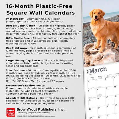 2026 BrownTrout Golden Retrievers 12" x 12" Monthly Wall Calendar (9798330703494)