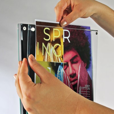 Azar Sign Holder, 13" x 56.5", Vertical, Freestanding, Black, Metal (300355-BLK)