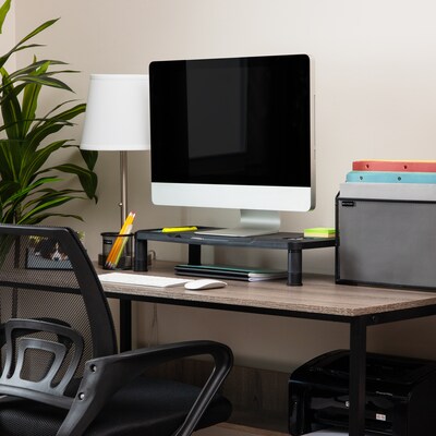 Mind Reader Monitor Stand Desktop Organizer, Plastic, 2/Pack, Black