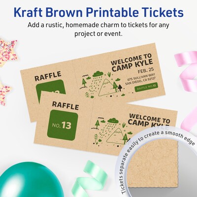 Avery Integrated Cards, 2-1/8 x 5-1/2, Matte Kraft Brown, 80/Pack (95331)