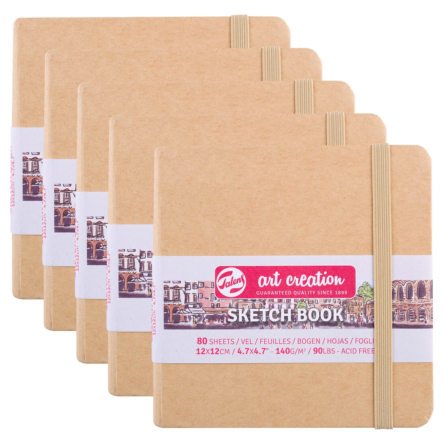 Talens Art Creation 4.7 x 4.7 Sketch Book, 80 Sheets/Book, 5/Bundle (TLN9314434M-5)