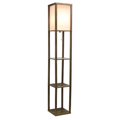 Simple Designs 62.5 Modern 3 Tier Standing Floor Lamp Etagere Organizer Storage Shelf with Linen Sh