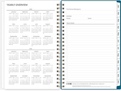 2025 Blue Sky Bakah Blue 5" x 8" Weekly & Monthly Planner, Plastic Cover, White/Blue (137260-25)
